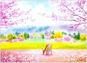 Tablou - Căprioară pictată, acuarelă (70x50 cm)