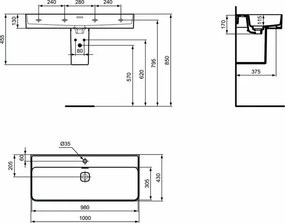 Lavoar suspendat Ideal Standard Strada II 100x43 cm
