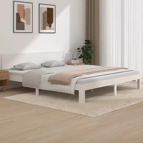 810511 vidaXL Cadru de pat Super King, alb, 180x200 cm, lemn masiv