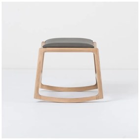 Taburet din piele bovină cu structură din lemn masiv de stejar Gazzda Dedo, gri