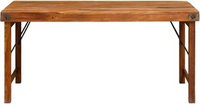 Masă pliabilă din lemn reciclat și metal, cu blat patinat și picioare pliabile, natur, finisaj satinat, 165×76×76 cm, „Marolles"