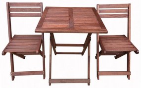 Set masa si scaune pentru gradina Kreta Muhler Meranti 1001746, 3 piese, Lemn Meranti/Shorea, Pliabil, Maro rosiatic