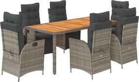 vidaXL Set mobilier de grădină cu perne, 7 piese, gri, poliratan