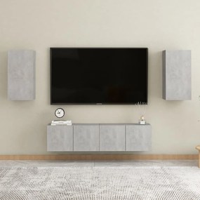vidaXL Set dulapuri TV, 4 piese, gri beton, lemn prelucrat