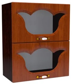 Corp superior vitrina 60 cu 2 usi orizontale Zebra MDF frunza cedru