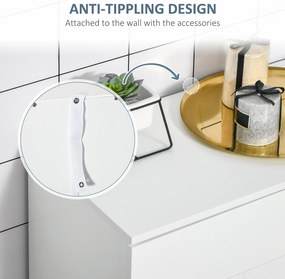 kleankin Dulap de Baie Modern cu 2 Uși, 2 Rafturi Reglabile și Mânere Argintii, 60x30x80 cm, Alb | Aosom Romania