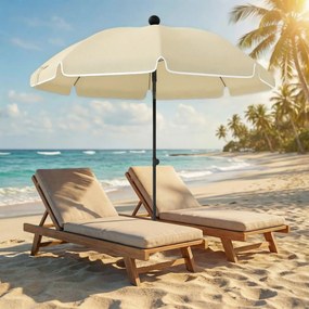 Outsunny Umbrelă de plajă Ø150 cm rezistentă la apă pliabilă umbrelă de plajă cu ancoră de nisip înclinare reglabilă geantă de transport bej | Aosom Romania