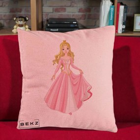Perna Decorativa Printesa Aurora Rochie Roz, 40x40 cm, Roz, Husa Detasabila, Perna Inclusa, BEKZ®