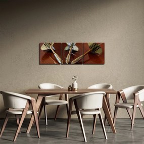 Tablou - cu trei măcieșe (cu ceas) (90x30 cm)