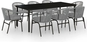 vidaXL Set mobilier de grădină, 9 piese, gri