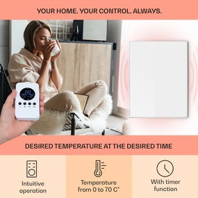 Klarstein Wonderwall Air 120, încălzitor cu infraroșu, 100 x 120 cm, 1200 W, montat pe perete, telecomandă, alb