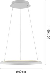 Schöner Wohnen QUILLO lustră suspendată pe cablu, LED 36 W, 230 V, Ø 60 cm, reglabilă, albă (15570-16-LED)