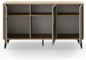 Comodă neagră/în culoare naturală joasă cu aspect de lemn de stejar 140x79 cm Nola – Marckeric