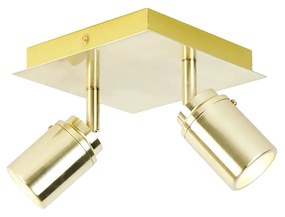 Spotlight modern pentru baie din alamă pătrat cu 2 lumini IP44 - Ducha