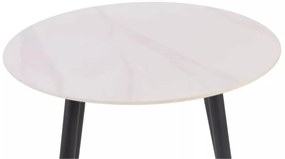 Masa rotunda de dining RION 90 cm cu blat ceramic, marmura alba