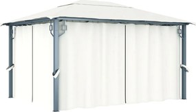 vidaXL Pavilion cu perdele, crem, 400 x 300 cm, aluminiu