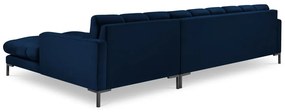 Colțar din catifea cu extensie pe partea dreaptă Cosmopolitan Design Bali, albastru închis