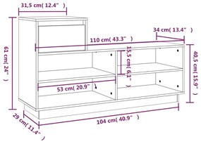 Pantofar, 110x34x61 cm, lemn masiv de pin