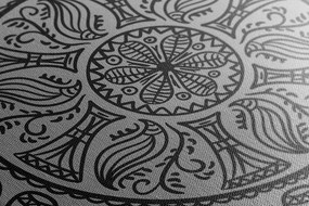 Tablou Mandala cu un model natural abstract în design alb-negru