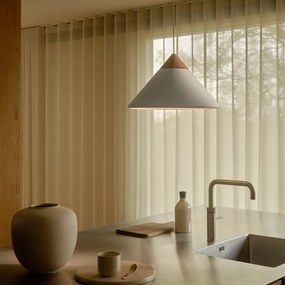 Lustra, Pendul Design Nordic Minimalist, Lemn, Metal, Kinto alb