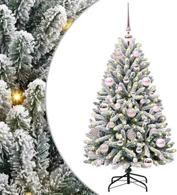 vidaXL Brad de Crăciun artificial Verde și alb 120 cm PVC și Metal