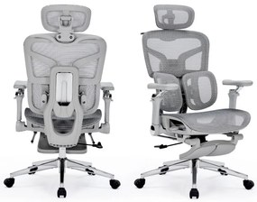 DeluxStar T9 MESH Premium – Scaun Ergonomic, Cotiere 6D, Suport Lombar Adaptiv, Spătar Reglabil pe Înaltime în 5 poziții, Mecanism Înclinare/Blocare, Mesh, Gri