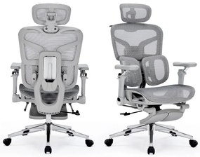 Scaun ergonomic premium DeluxStar T9 – cotiere 6D ultra moi, suport lombar adaptiv, spătar reglabil pe inaltime, tetiera 4D, mecanism multifunctional inclinare/blocare, pivotant, Mesh, Gri