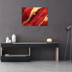 Tablou pe sticlă - Marmură roșu-auriu (70x50 cm)