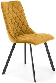 Scaun K450, galben mustar/negru, stofa catifelata/metal, 44x58x85 cm