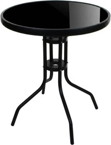 Masa rotunda de gradina cu blat de sticla ISLAND BLACK 60 cm, negru