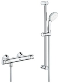 Baterie dus Grohe Precision Flow termostatata crom lucios cu set de dus