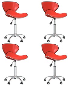 3088607 vidaXL Scaune de bucătărie pivotante, 4 buc., roșu, piele ecologică