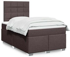 vidaXL Pat box spring cu saltea, maro închis, 120x200 cm, textil