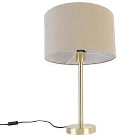 Lampă de masă clasică din alamă cu abajur maro deschis 35 cm - Simplo