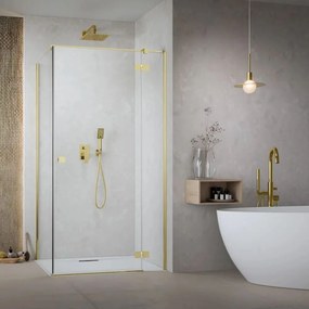 Cabina de dus dreptunghiulara cu usa batanta Radaway Essenza KDJ 100x90 cm auriu-transparent dreapta