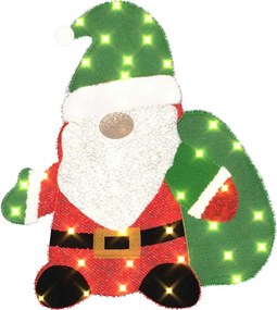 vidaXL Moș Crăciun Iluminat Alb cald 70 x 62 cm Material din Sclipici