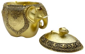 Elefant decorativ cu caseta de bijuterii GANESHA, Auriu, 16x10cm