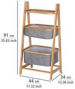 Wenko Raft din bambus cu 1 raft și 2 coșuri Bahari, 91 x 34 x 44 cm