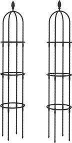 Outsunny Set suport de grădină 2 buc 174 cm obelisc din oțel demontabil suport pentru plante cățărătoare trandafir | Aosom Romania