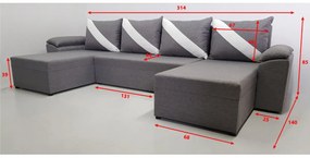 Supermobel Set canapea în formă de U DORIS, 314x85x140, malmo 90