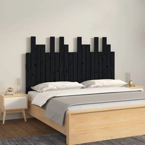824792 vidaXL Tăblie de pat pentru perete, negru 127,5x3x80 cm lemn masiv pin