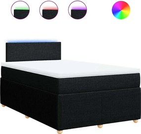 vidaXL Pat box spring cu saltea, negru, 120x200 cm, textil