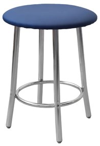 Scaun dining de tip taburet Talli Chrome, piele ecologica N-22, albastru