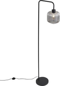 Lampă de podea inteligentă neagră cu sticlă fumurie, incl. WiFi A60 - Ana