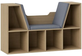 HOMCOM Bibliotecă Banc 2 în 1 Design Contemporan 6 casete 3 Perne Fornisite 102L x 30l x 61A cm Stejar Gri | Aosom Romania