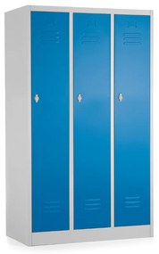 Dulap metalic - 3 compartimente, 90 x 50 x 150 cm, blocare, albastru - ral 5012