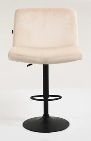 HR150W Scaun Crem din Catifea cu Bază Neagră