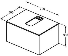 Dulap baie suspendat Ideal Standard Adapto pentru lavoar, 70 cm, maro inchis, blat cu decupaj Maro inchis mat