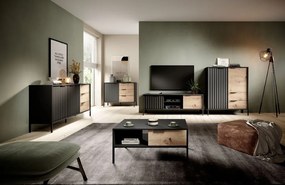 Comoda neagra in decor stejar artisan RAVE 153 2D3S