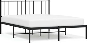 vidaXL Cadru de pat metalic cu tăblie, negru, 140x190 cm